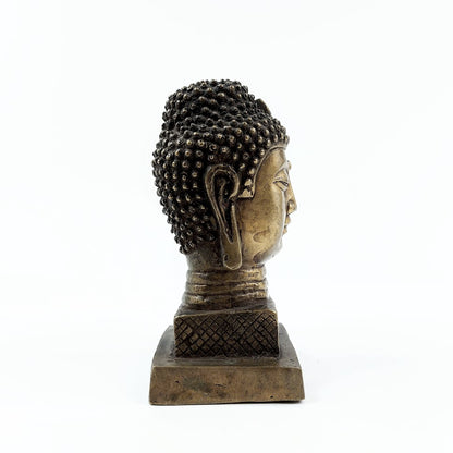 Messinkinen Buddhan pää patsas 16,5 cm