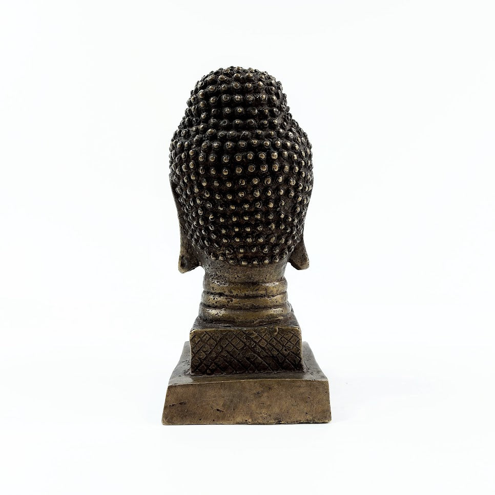 Messinkinen Buddhan pää patsas 16,5 cm