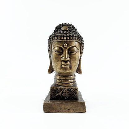 Messinkinen Buddhan pää patsas 16,5 cm