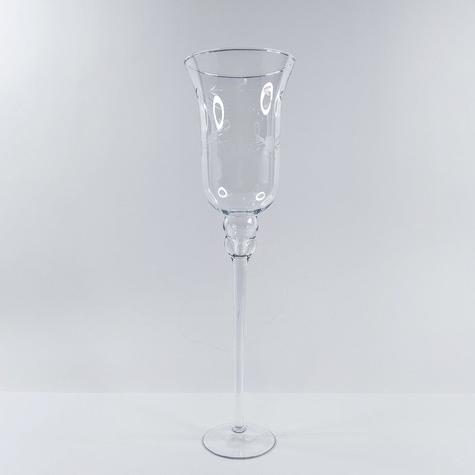 Korkea lasimaljakko / kynttilälyhty