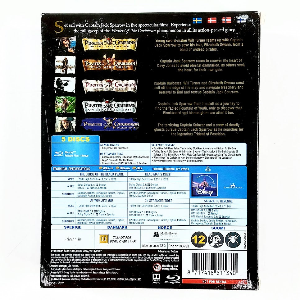 Pirates of the Caribbean 1-5 Blu-ray