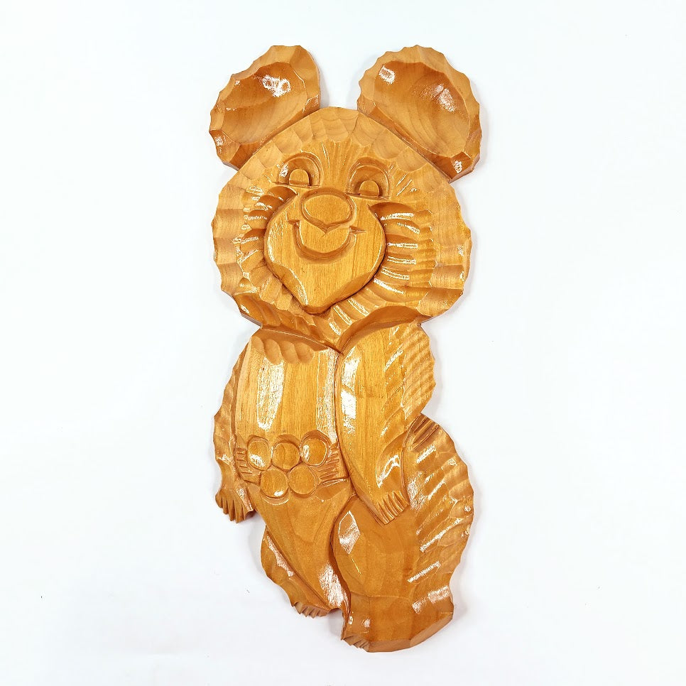 Puinen Miska-karhu seinäkoriste