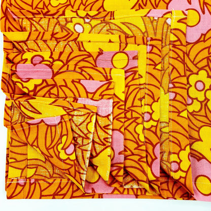 Retro kukkakuvioinen kangaspala 75x122 cm 2 kpl