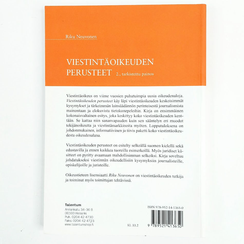 Riku Neuvonen: Viestintäoikeuden Perusteet