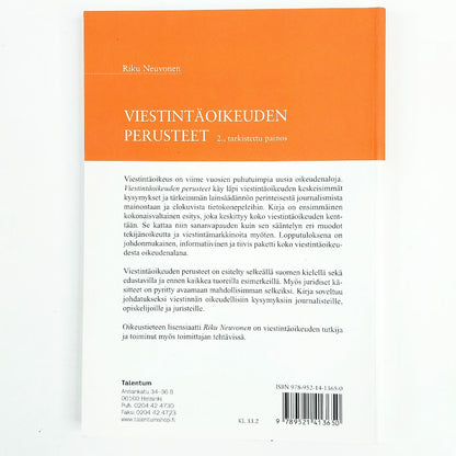 Riku Neuvonen: Viestintäoikeuden Perusteet