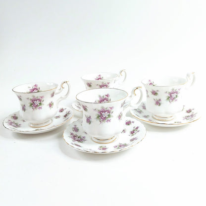 Royal Albert Sweet Violets teekuppi ja tassi 4kpl