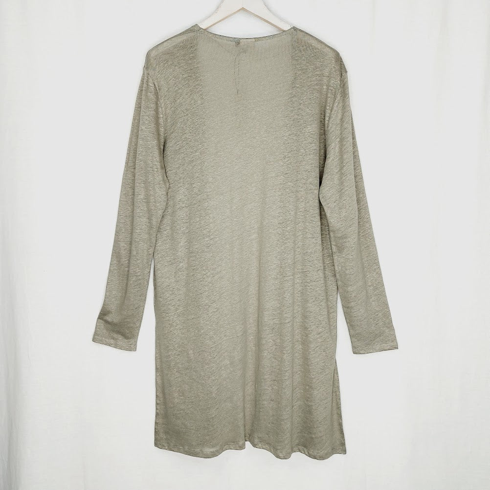 S.T.I Rica Cardigan pitkä pellavaneuletakki koko L