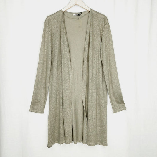 S.T.I Rica Cardigan pitkä pellavaneuletakki koko L