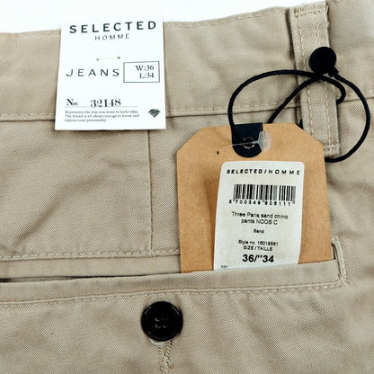 Selected Homme Jeans Three Paris chinohousut koko 36/34"
