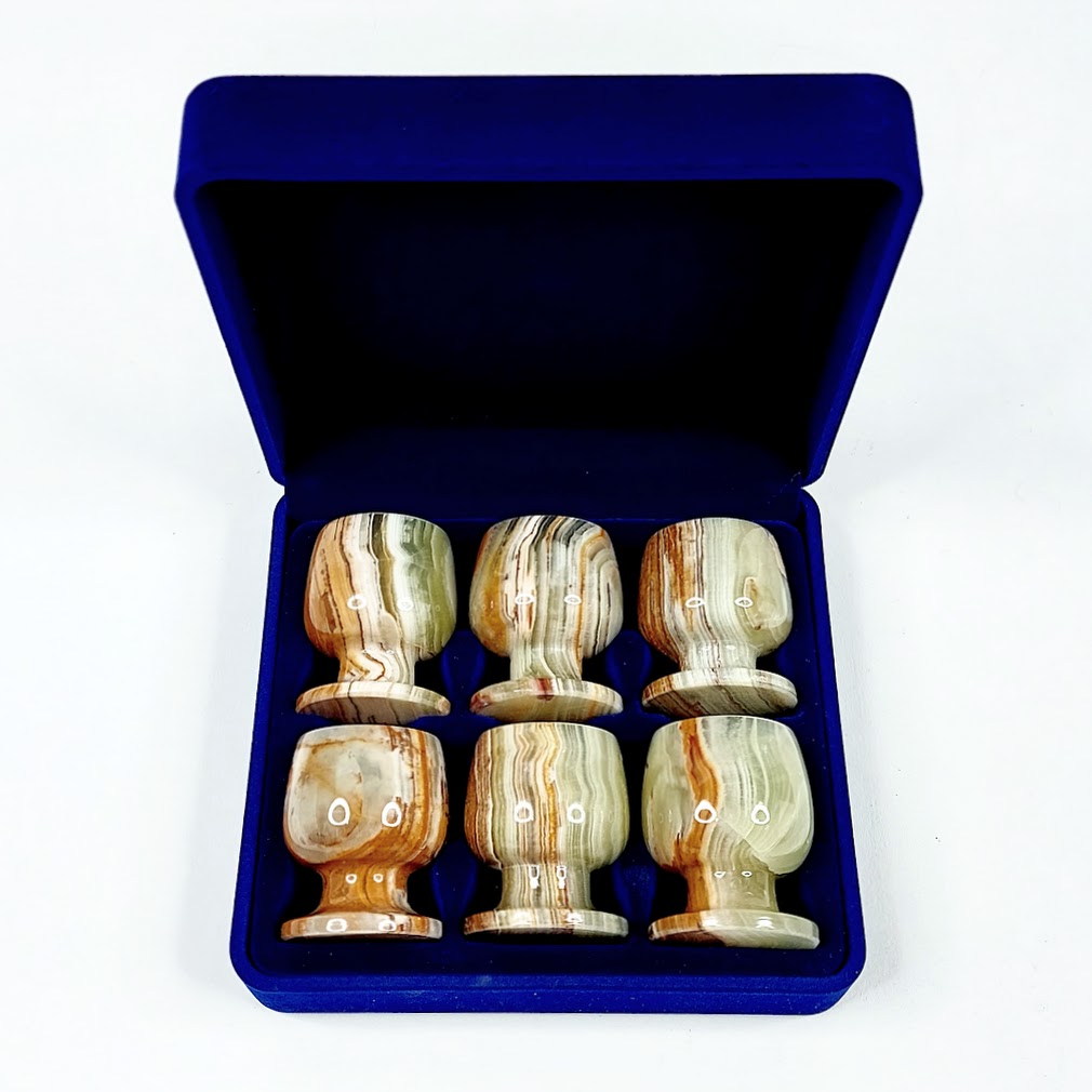 Snapsilasisetti onyksimarmori 6 osaa