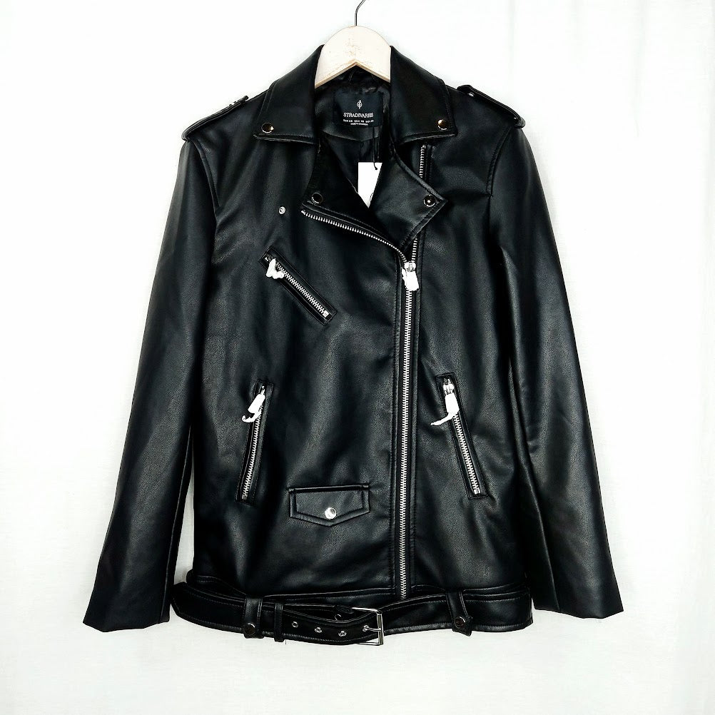 Stradivarius tekonahkainen biker-takki koko XS