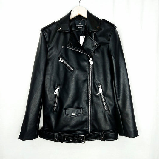 Stradivarius tekonahkainen biker-takki koko XS