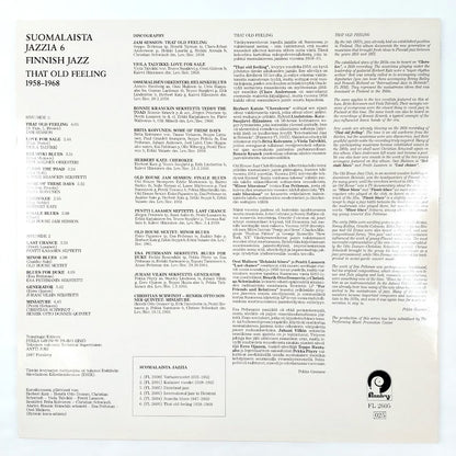 Suomalaista Jazzia 6 - Finnish Jazz That Old Feeling 1958-1968 LP