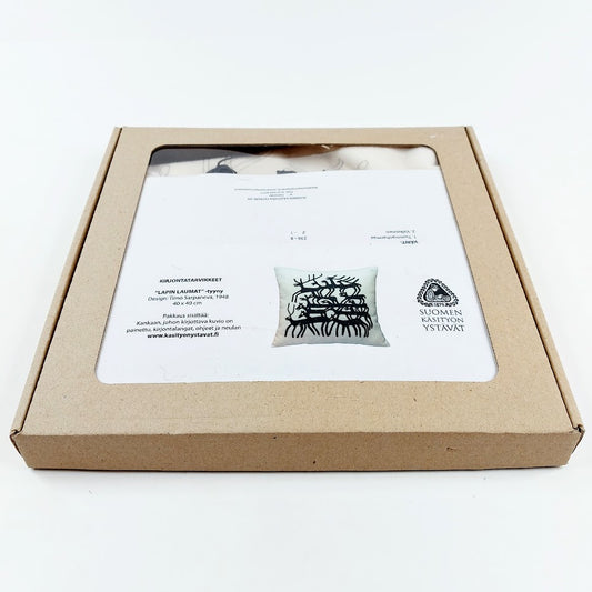 Suomen Käsityön Ystävät Lapin laumat-tyynynpäällinen kirjontatarvikkeet