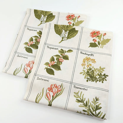 Yrtit ja maustekasvit vintage verhot 130x150 cm 2 kpl