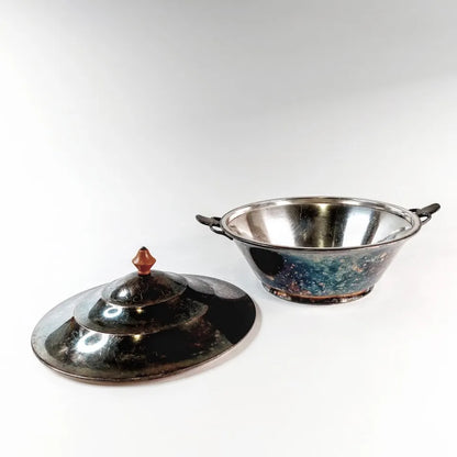 GAB hopeoitu kannellinen art deco kulho 20,5 cm