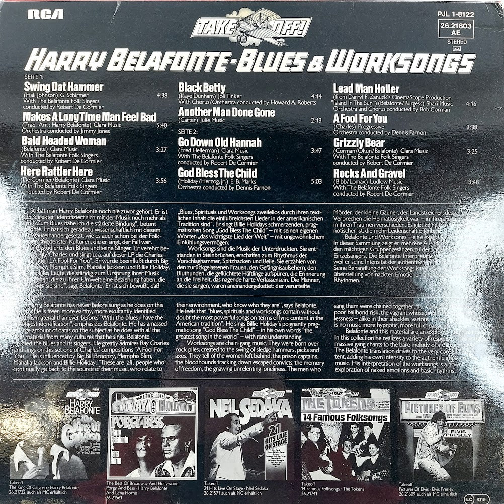 Harry Belafonte Blues & Worksongs Take Off-vinyyli