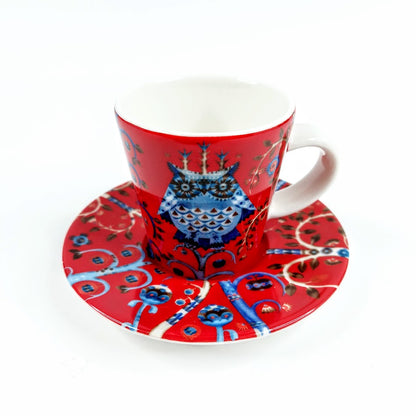 Iittala Taika espressokuppi ja aluslautanen punainen