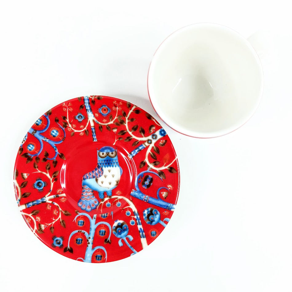 Iittala Taika espressokuppi ja aluslautanen punainen
