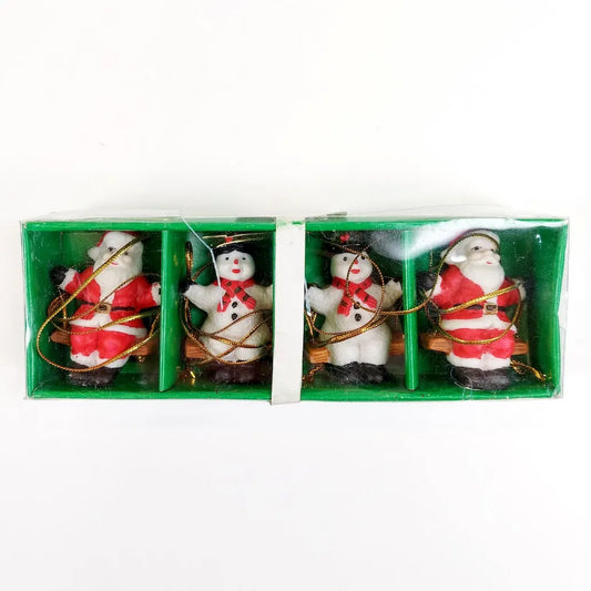 Keraamiset joulukoristeet keinuvat jouluhahmot 4 kpl