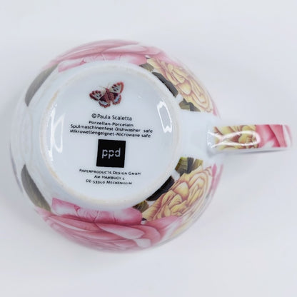 Paula Scaletta Jardin Rose kahvikuppi ja aluslautanen