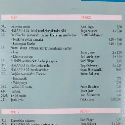 Suomen postimerkit 1995