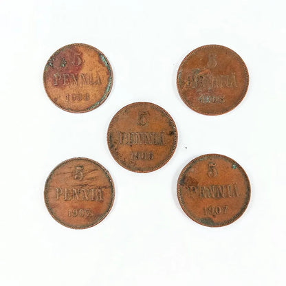 Suomen suuriruhtinaskunta 5 penniä 1906-1908 5 kpl