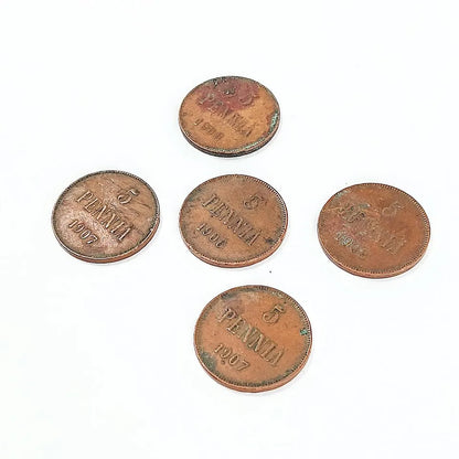 Suomen suuriruhtinaskunta 5 penniä 1906-1908 5 kpl